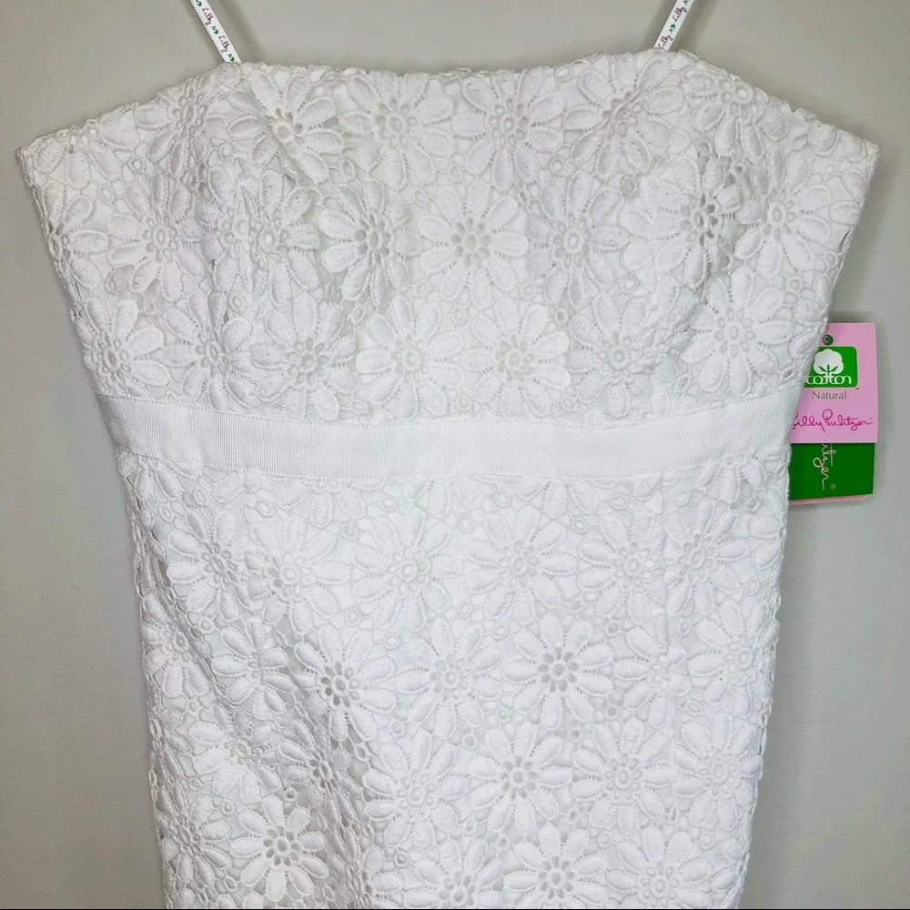 LILLY PULITZER Bowen Floral Strapless White Lace Dress NEW Size 2 - Picture 6 of 10